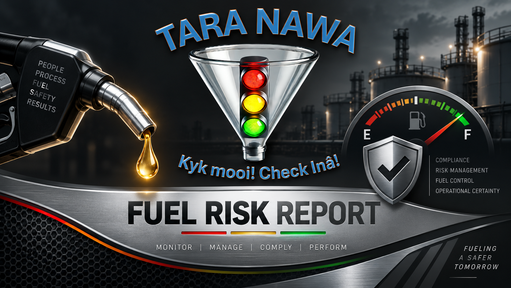Tara Nawa Fuel Risk Report cover art showing fuel, risk, and control themes